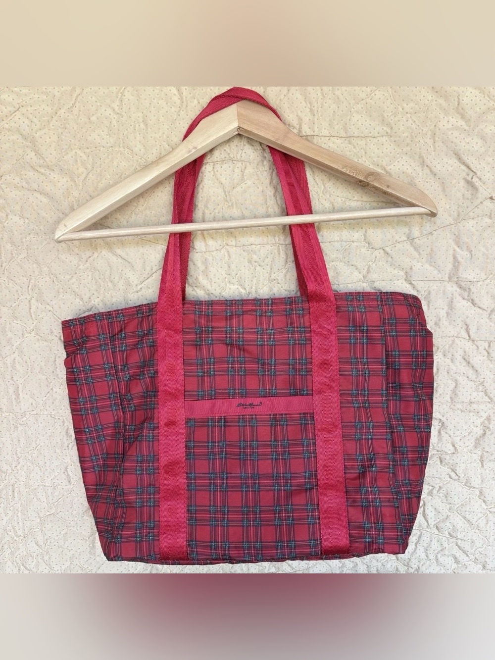 Eddie Bauer Red Black Plaid Tote Shopper